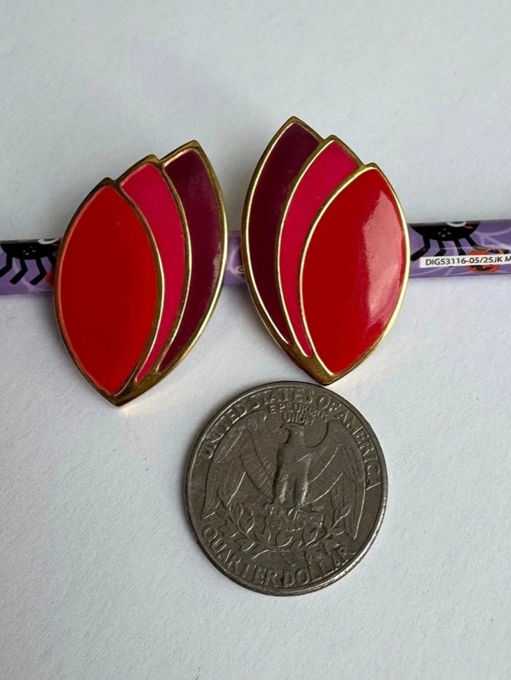 Vintage 80’s Red Layered stud Earrings Like New